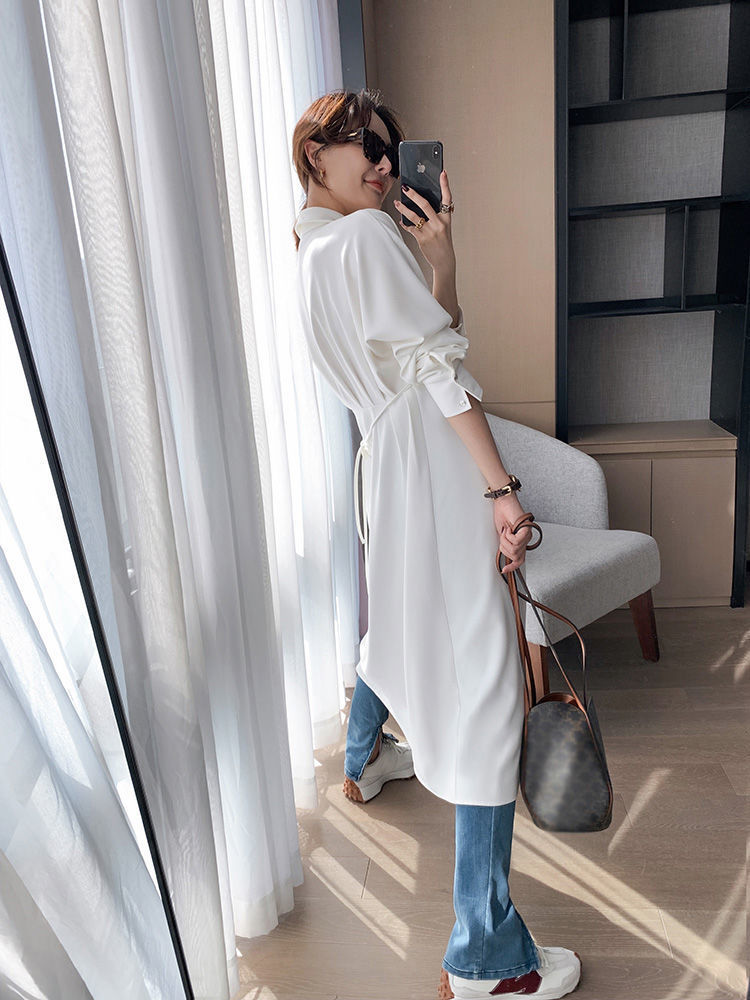 Đầm suông dáng dài cổ sơ mi cài khuy làm được luôn áo choàng