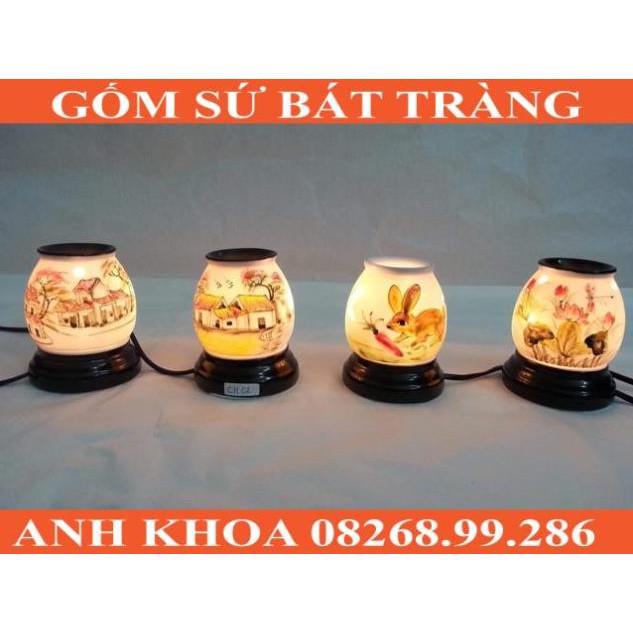 Đèn tinh dầu chữ và tam giác - Gốm sứ Bát Tràng Anh Khoa