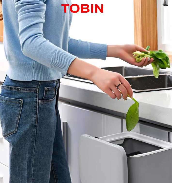 Thùng rác cài tủ bếp dán tường nhà vệ sinh phòng tắm thương hiệu TOBIN