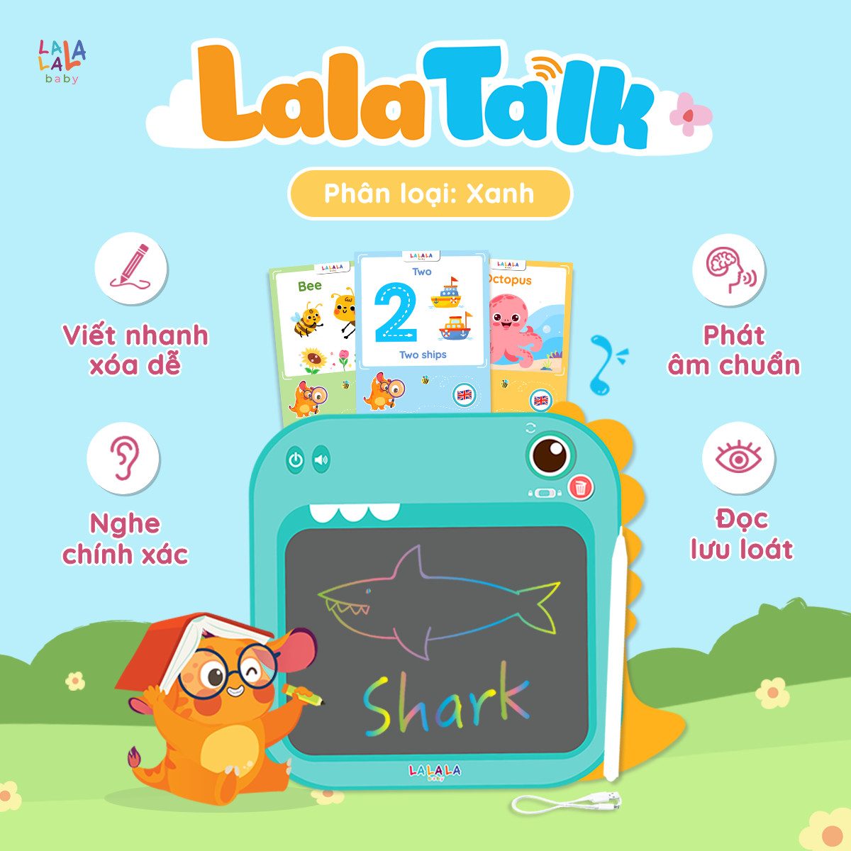 Máy Đọc Viết Từ Vựng Phát Nhạc Song Ngữ LalaTalk Kết Hợp Bảng Viết Tự Xóa Thông Minh (Cho bé từ 3 tuổi) - Lalala Baby