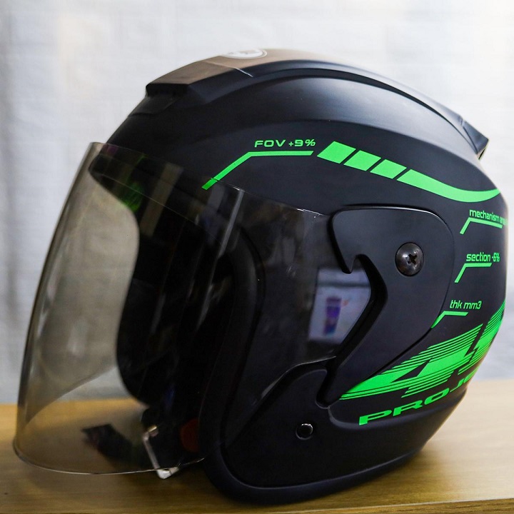 Mũ bảo hiểm 3/4 SRT tem 46 ASAMA helmets phản quang kính khói