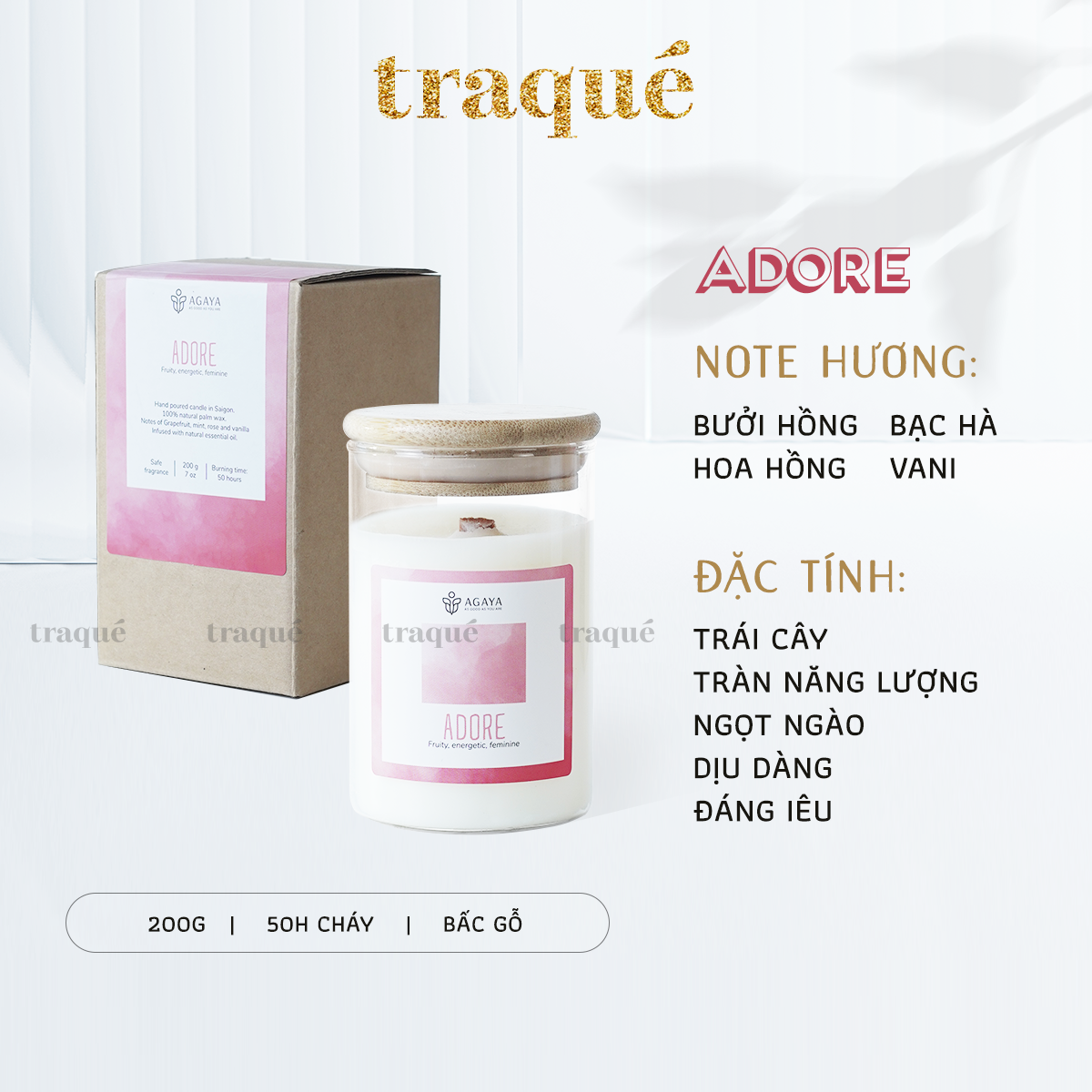 Nến thơm tinh dầu cao cấp không khói an toàn Candle Cup - ADORE - M - 200G