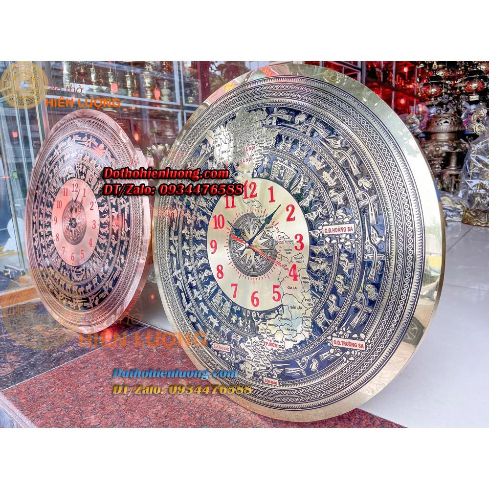 Đồng Hồ Mặt Trống Đồng Bằng Đồng Vàng Và Đồng Đỏ Đường Kính 60cm - Vật Phẩm Trang Trí Treo Tường Không Gian Lớn