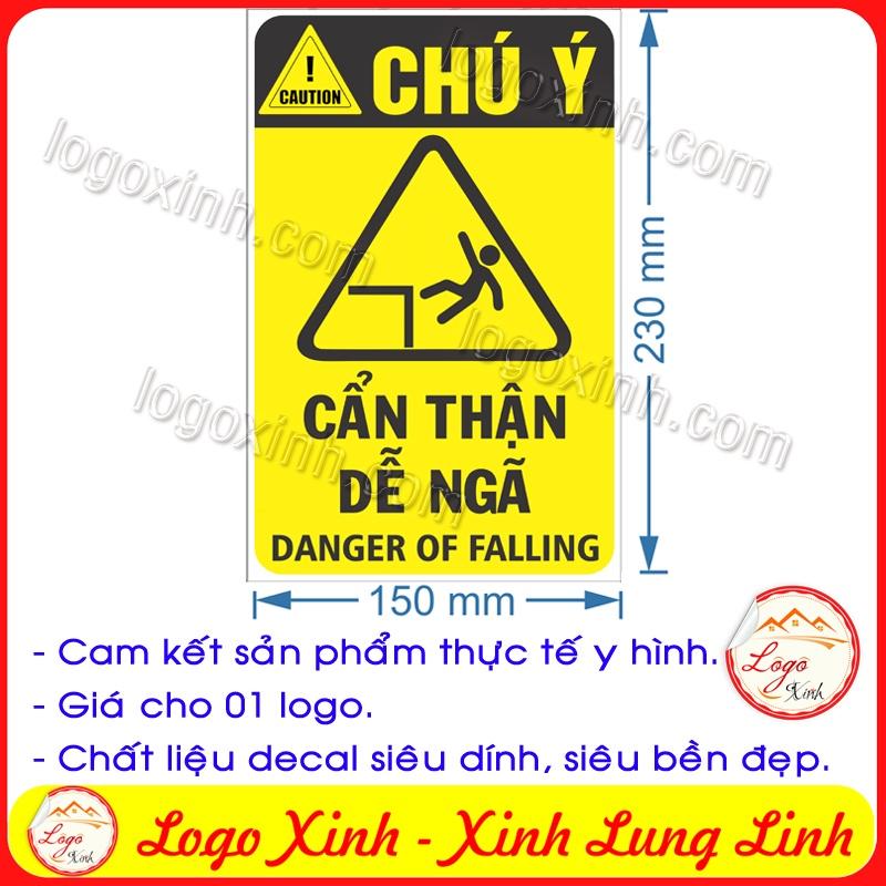 LOGO TEM STICKER CẢNH BÁO CẨN THẬN DỄ NGÃ, DANGER OF FALLING - BIỂN CẢNH BÁO AN TOÀN LAO ĐỘNG