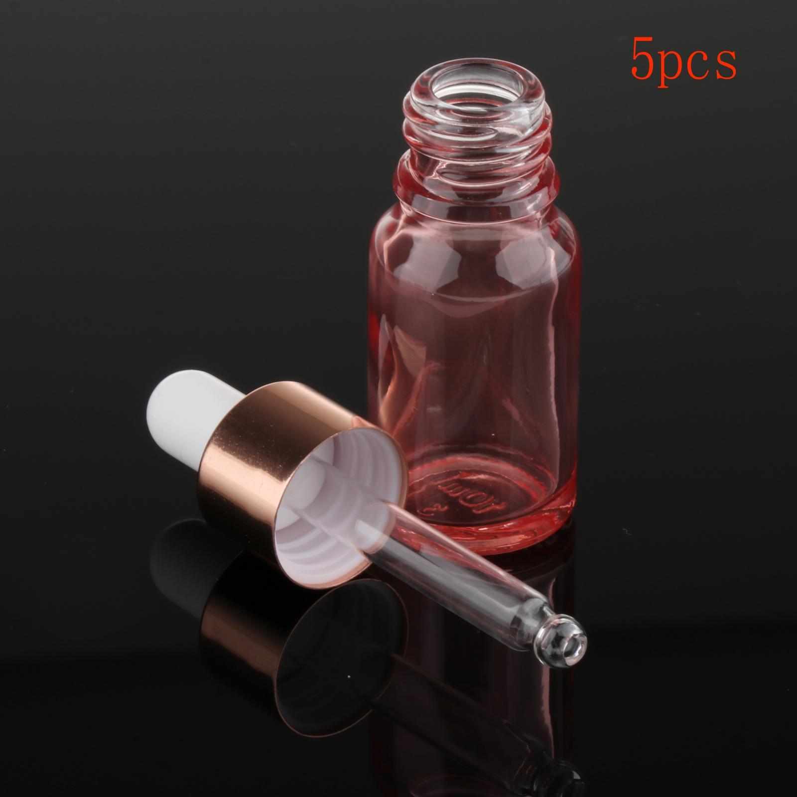 5 Pcs Rose Gold Small Glass Eye Dropper Bottle for Essential Oil Liquids Perfumes