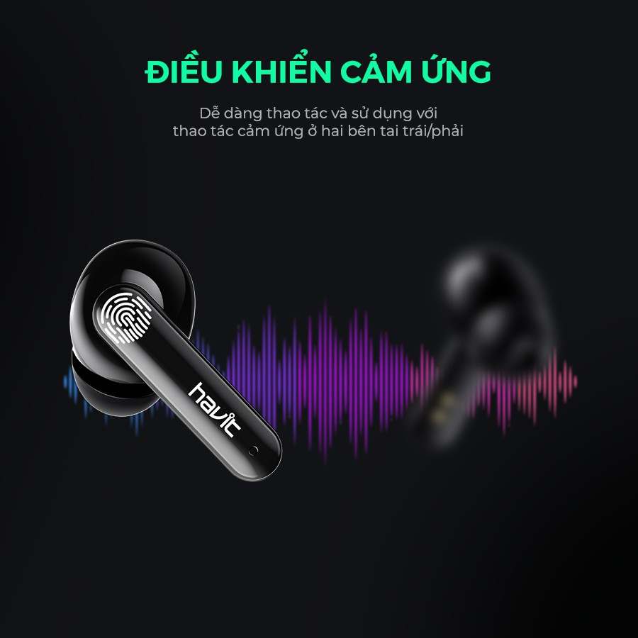 Tai Nghe Gaming True Wireless HAVIT TW938 Bass Chất Game Mượt, Chip ATS3015 Giảm Độ Trễ 50ms - Hàng Chính Hãng