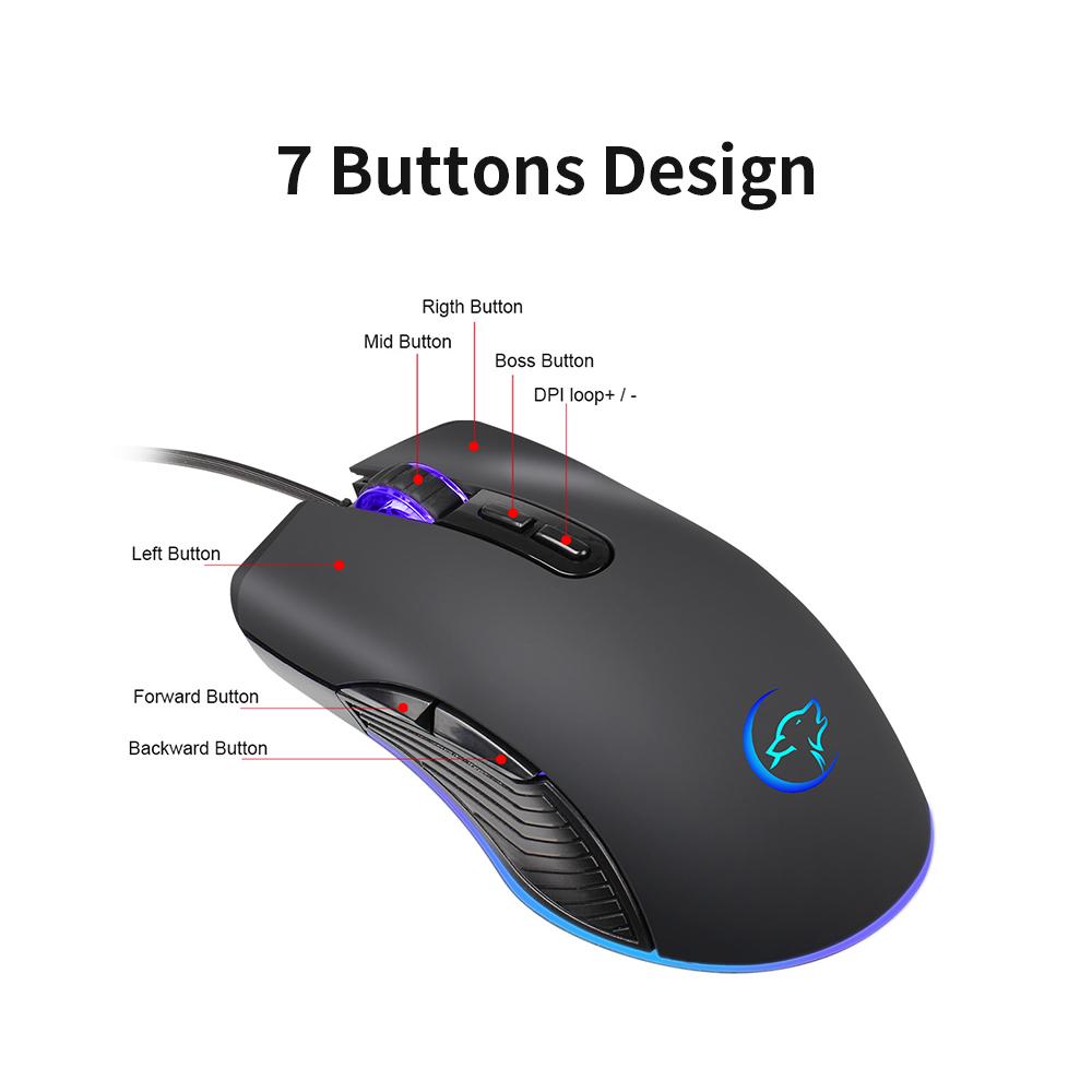 Chuột chơi game có dây YWYT G830 Chuột với 4 DPI có thể điều chỉnh Ánh sáng đầy màu sắc cho máy tính xách tay PC Màu đen