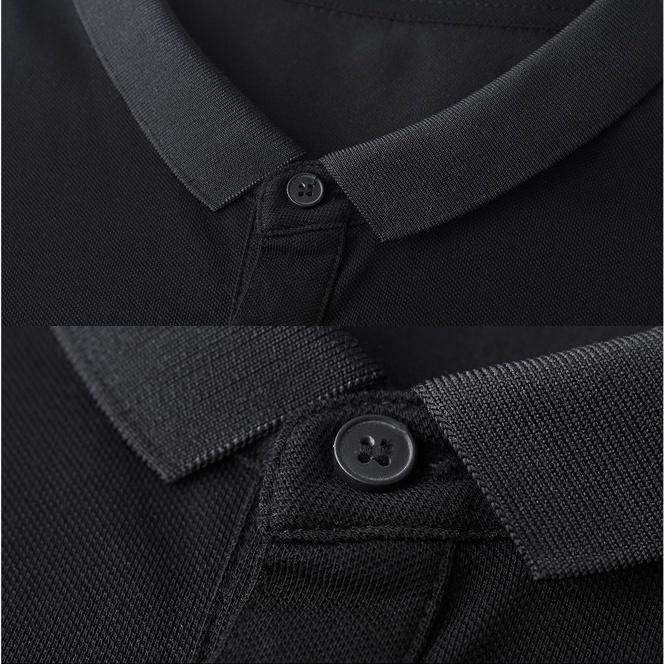 Áo thun Polo nam cổ bẻ vải Cotton CVC trơn hoạ tiết túi ngực dệt 3S x THE SIZE - Đen