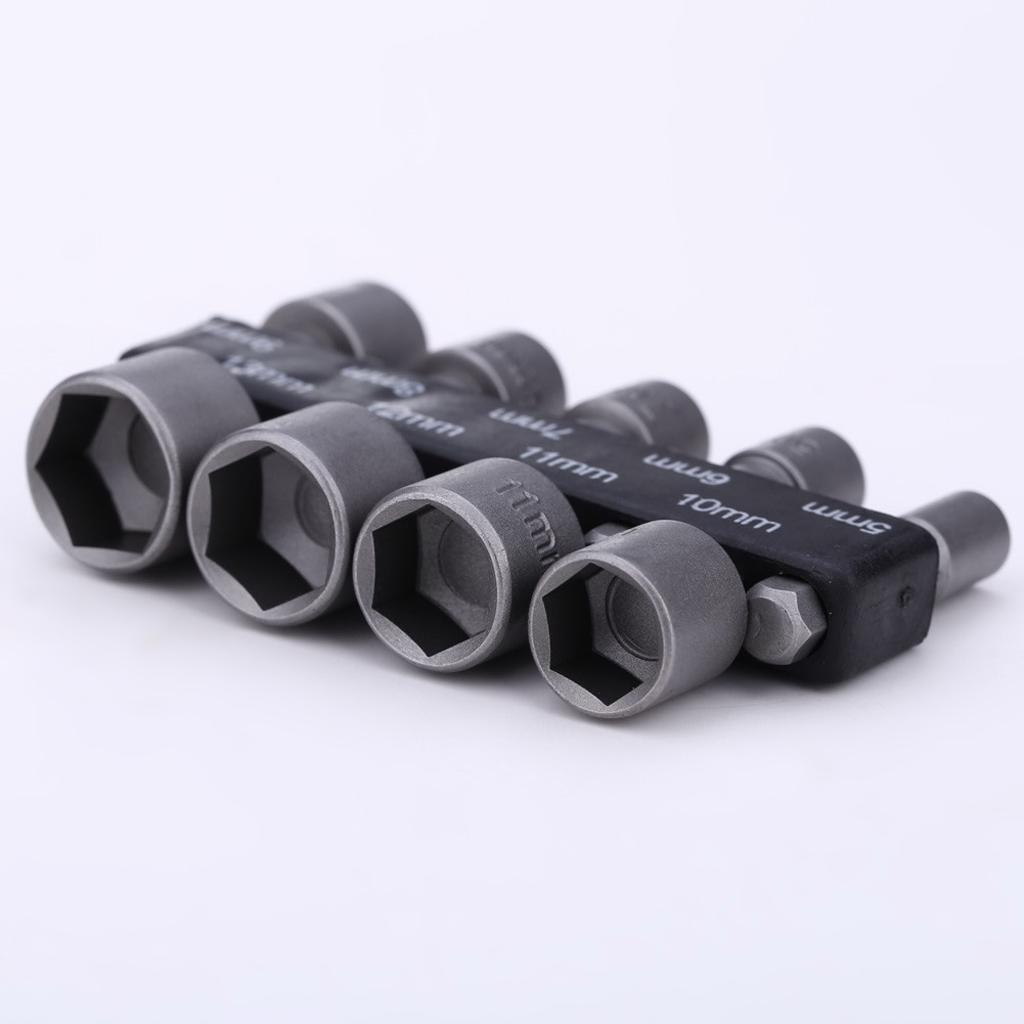 9/14pcs Strong Power Nut Driver Hex Socket Screwdrivers Set 5-13mm Screw Driver Air Nuts Spanner 1/4" Shank DIY Household Woodworking Tools