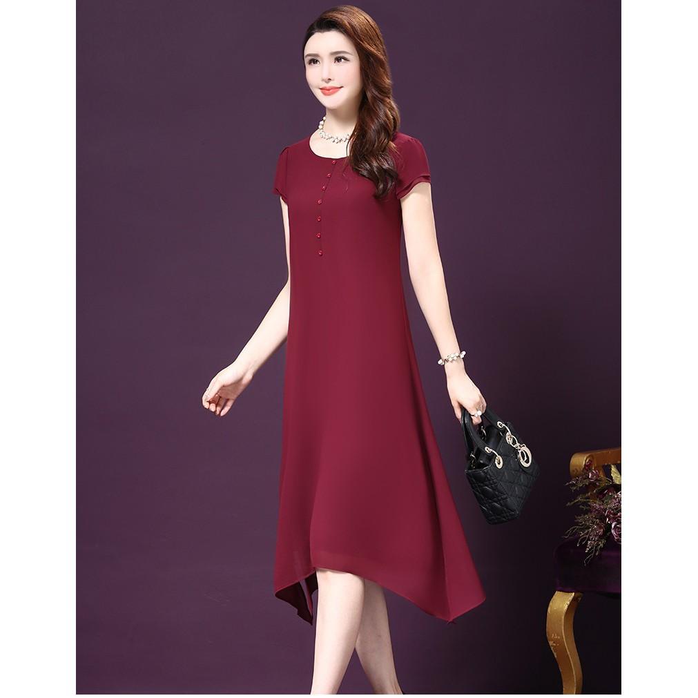 LB-19 ĐẦM SUÔNG TRUNG NIÊN TAY NGẮN PHỐI NÚT - HÀNG BIGSIZE