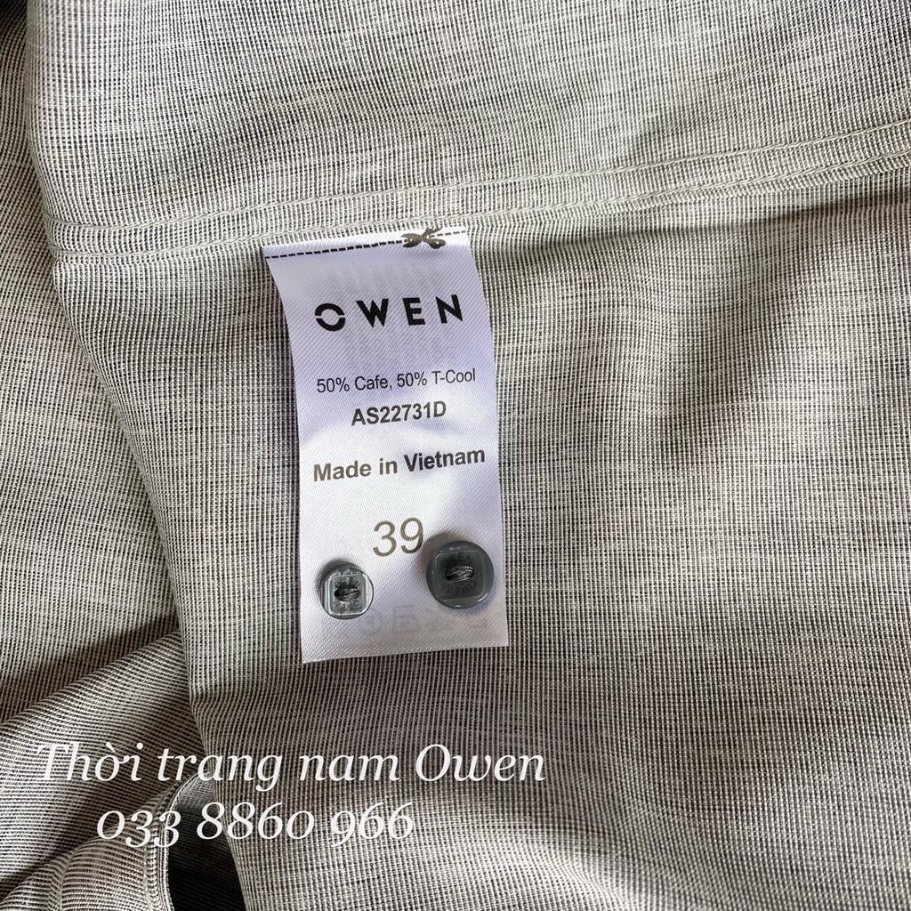 OWEN - Áo sơ mi dài tay OWEN SLIMFIT cổ tàu chất cafe 22731