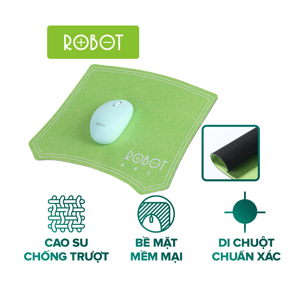 Tấm Lót Chuột Kiểu Dáng Mới ROBOT RP04 - Thiết Kế Chống Trượt Độc Đáo Màu Xanh Lá 25 x 30cm - Hàng chính hãng