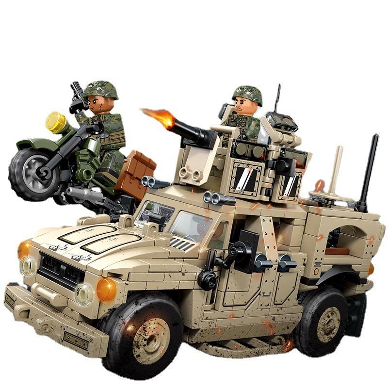 Đồ chơi lắp ráp xe vũ trang M-ATV, Sembo Block 207122 Army Car, Xếp hình thông minh, Mô hình quân sự