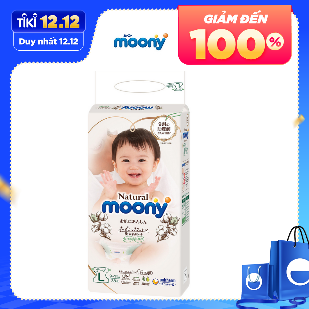 Bỉm Dán Moony Natural size L38