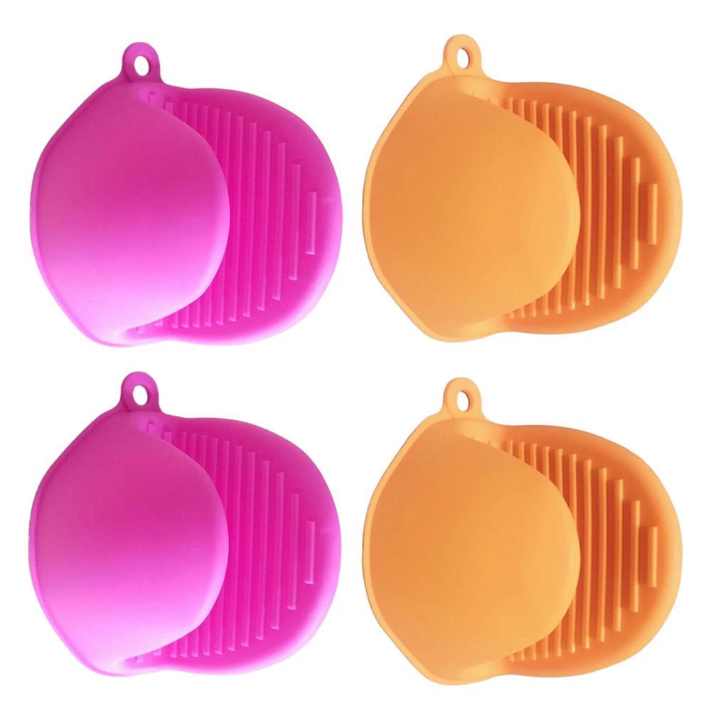 Kitchen Silicone Gloves Heat Resistant Potholders Oven BBQ Baking Hand Clips