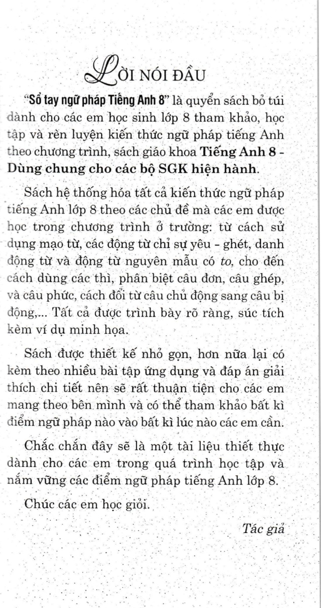 Sổ Tay Tiếng Anh Lớp 8 (Dùng Chung Cho Các Bộ SGK Hiện Hành) _HA