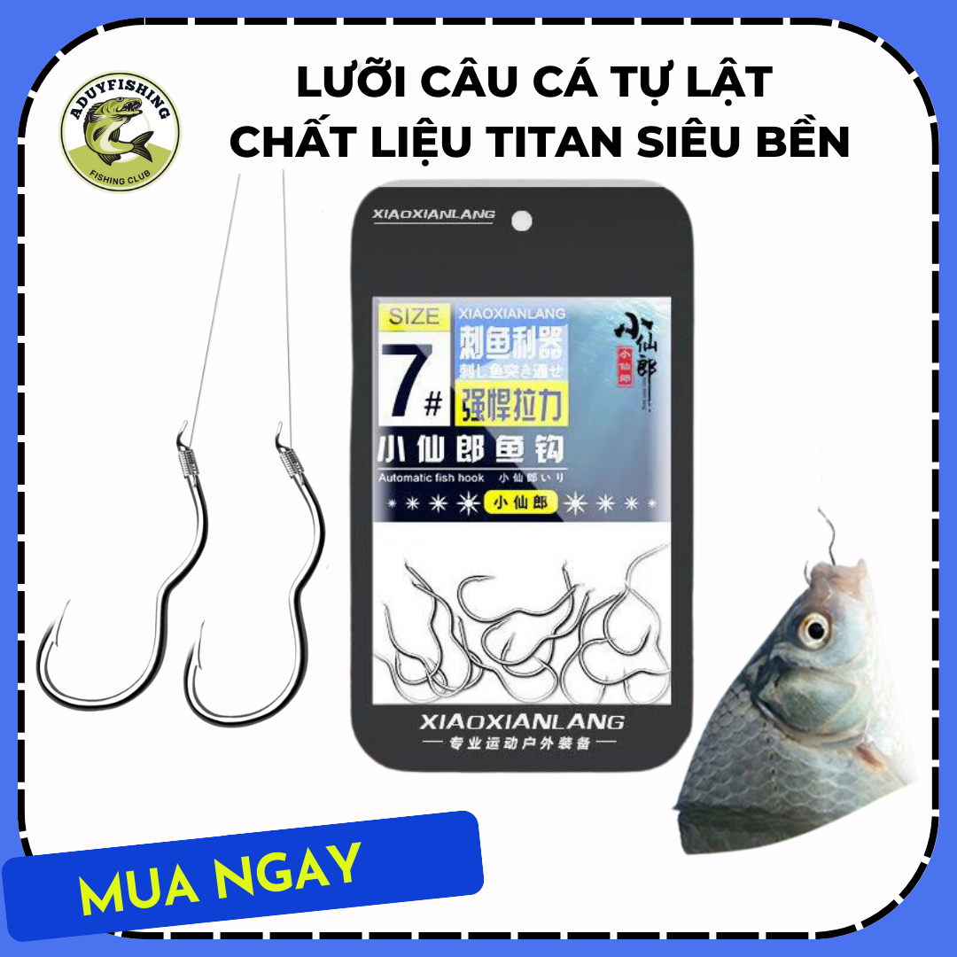 Lưỡi câu cá tự lật, lưỡi móc lật tự động có ngạnh ngăn chặn cá chạy chống cá nuốt lưỡi hiệu quả ( Vỉ 12 Lưỡi )