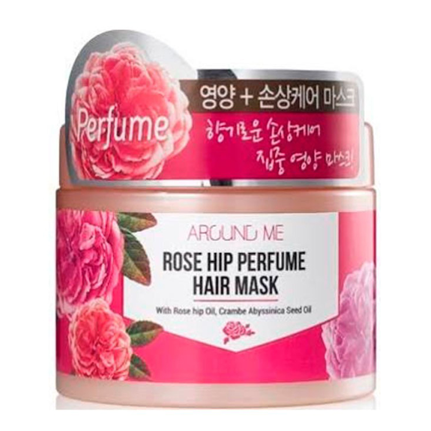 Hấp ủ tóc tinh chất hoa hồng Around Me Rose Perfume Hair Mask Hàn Quốc 300g + Móc khóa