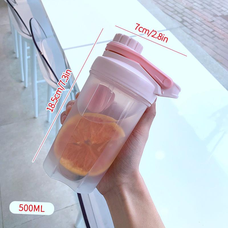Bình Nước 500Ml/700ml Màu Trơn Dễ Thương Kèm Bóng Khuấy Tiện Dụng Cho Dã Ngoại