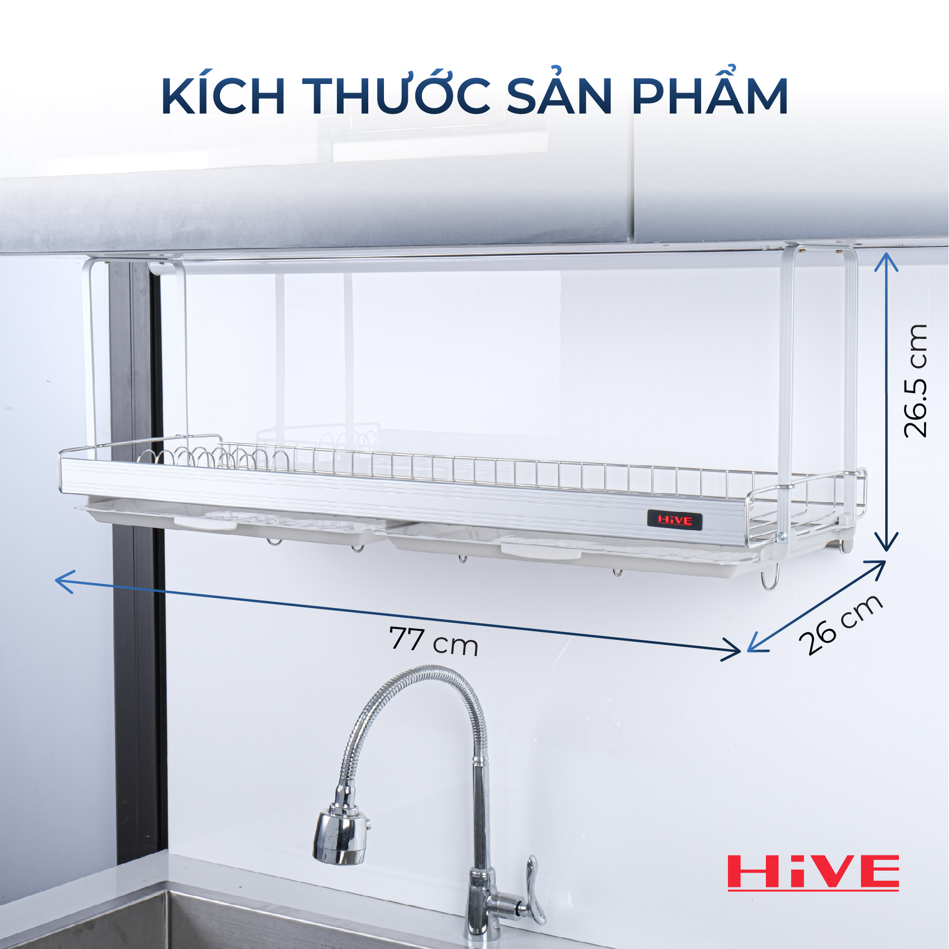 KỆ ÚP CHÉN BÁT TREO TỦ BẾP HiVE HIGH CLEAR 800