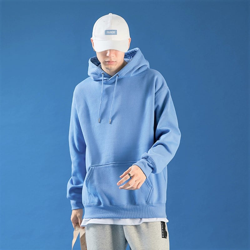 Áo hoodie basic, Áo Khoác Hoodie Trơn Có Mũ Form Rộng Tối Giản Màu Trắng