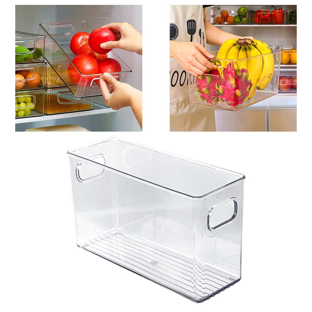 2x Clear Cabinet Fridge Freezer Food Storage Box Organizer Bins Cupboard