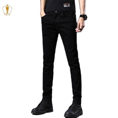 Quần jean rin nam TRAZ màu đen trơn ko rách chất bò cao cấp co dãn 4 chiều đẹp rin trơn form dáng skinny