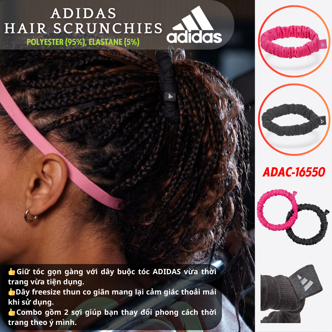 COMBO 2 Sợi Dây Buộc Tóc ADIDAS ADAC-16550 Hair Scrunchies - Chất Liệu Thun Co Giãn Cao Cấp Freesize