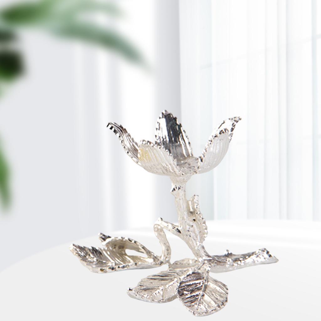 4Pieces Silver Plated Flower Shaped Crystal Ball Stand Rack Display for Crystal Ball Photography Base Sphere Globe Holder