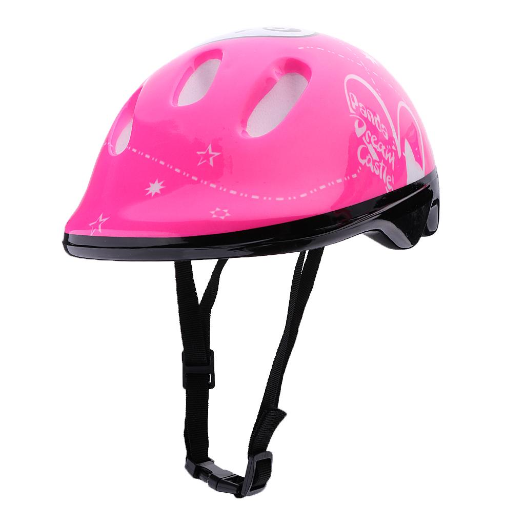 7 Pcs Kids Roller Skating Bicycle Helmet Knee Wrist Elbow Pad Pink