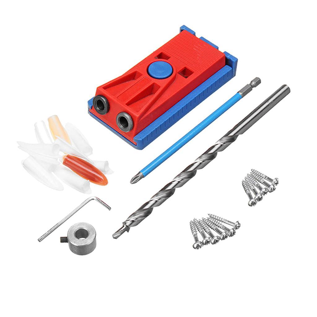 Mini Pocket Hole Jig Kit Joint Tool Woodworking Oblique Drill Guide Bits