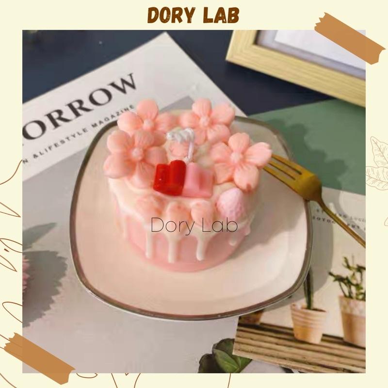 Nến Thơm Bánh Kem Hoa Anh Đào Màu Pastel HandMade - Dory Lab