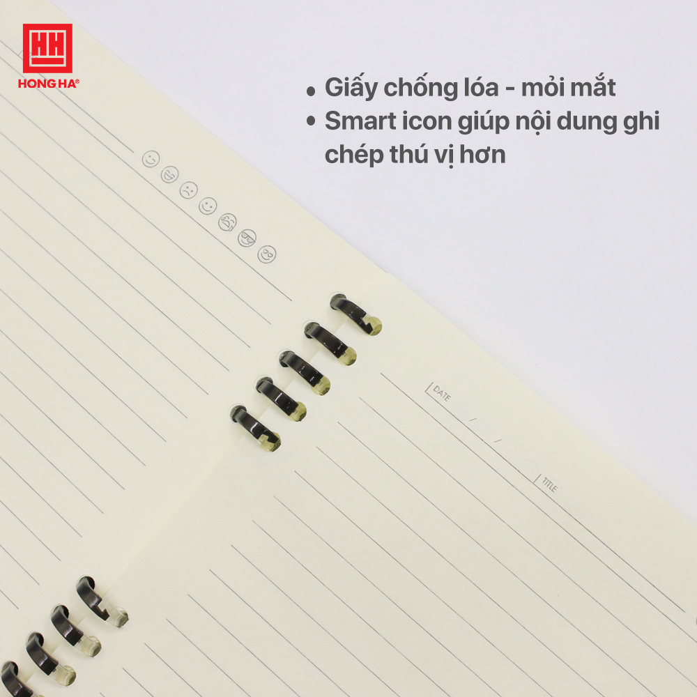 Sổ lò xo B5 Hồng Hà, sổ còng nhựa Basic 160 trang định lượng 80gsm - 3007