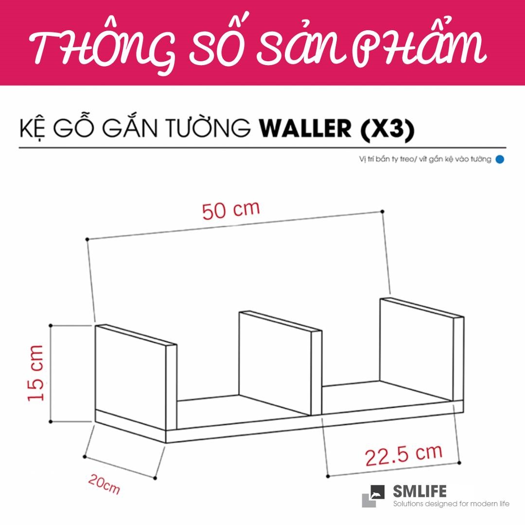 Kệ gỗ trang trí phòng khách gia đình SMLIFE Waller
