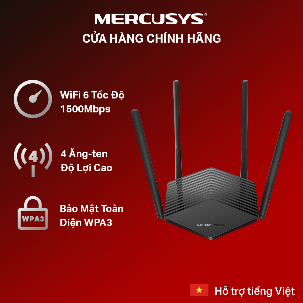 Bộ Phát Wifi 6 Mercusys MR60X Chuẩn AX Tốc Độ 1500Mbps - Hàng Chính Hãng