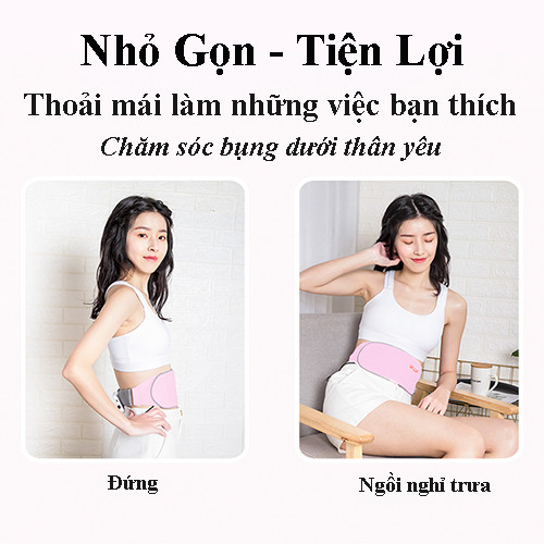 Đai massage bụng hồng ngoại M2 giảm đau bụng ngày đèn đỏ, đau lưng tích hợp pin sạc không dây tiện lợi Hàng Chính Hãng