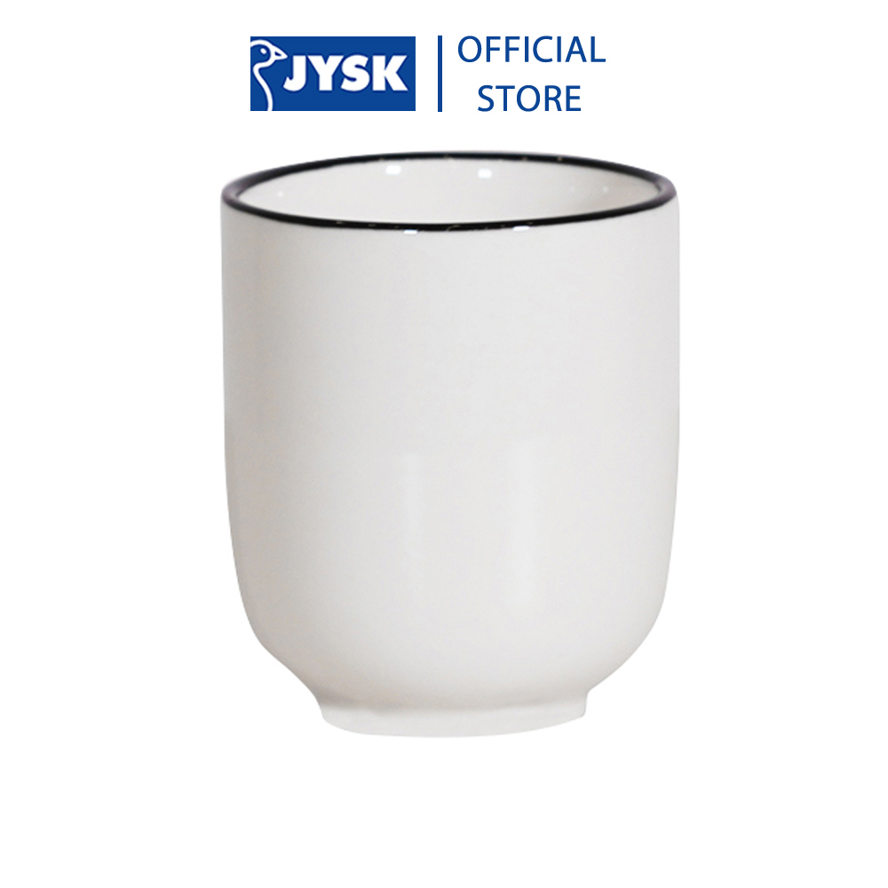 Cốc trà | JYSK nID | sứ trắng bóng viền đen | DK6.7x7.8cm