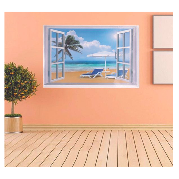 Decal Dán Tường Cửa Sổ Biển Xanh 5 PK459