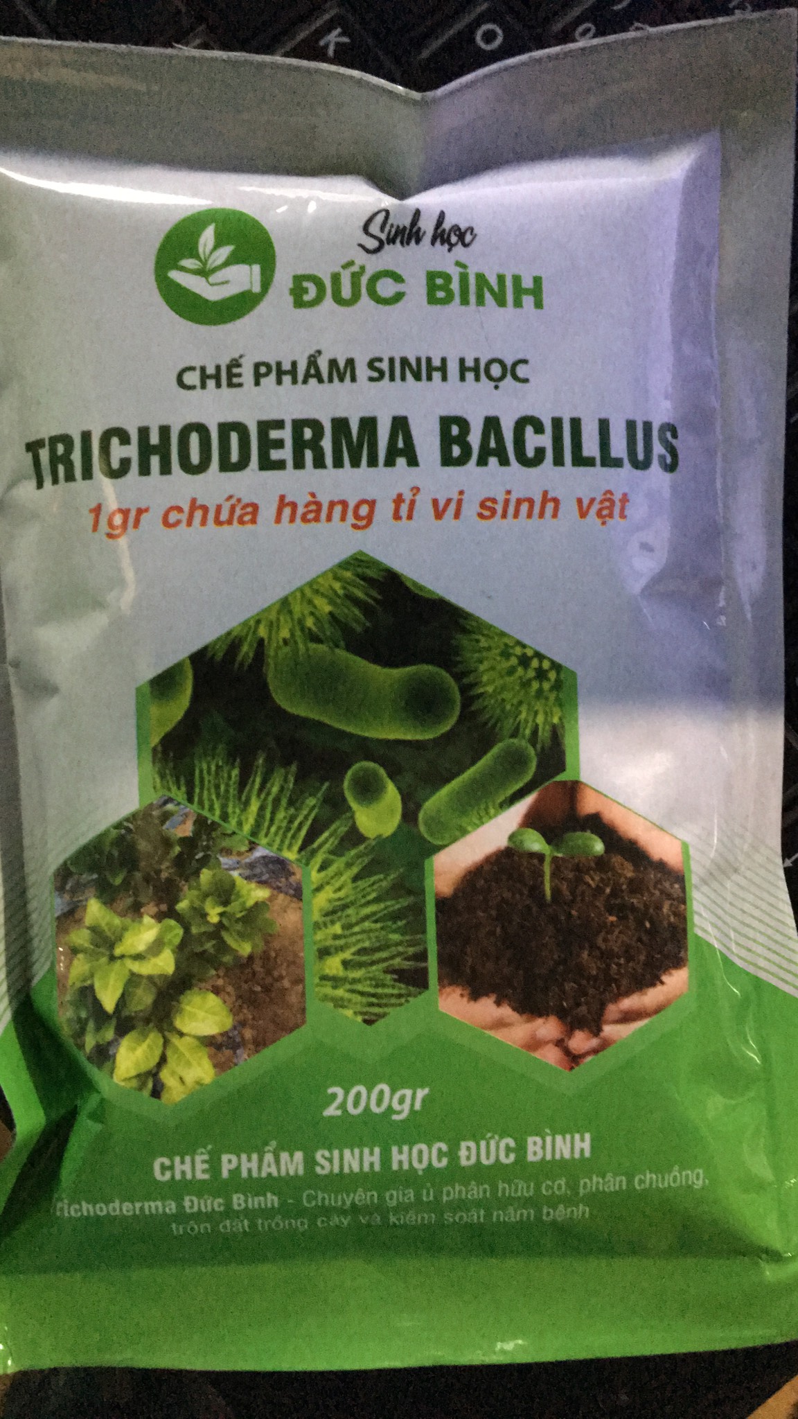 Chế phẩm sinh học Trichoderma Bacillus Đức Bình gói 200gr