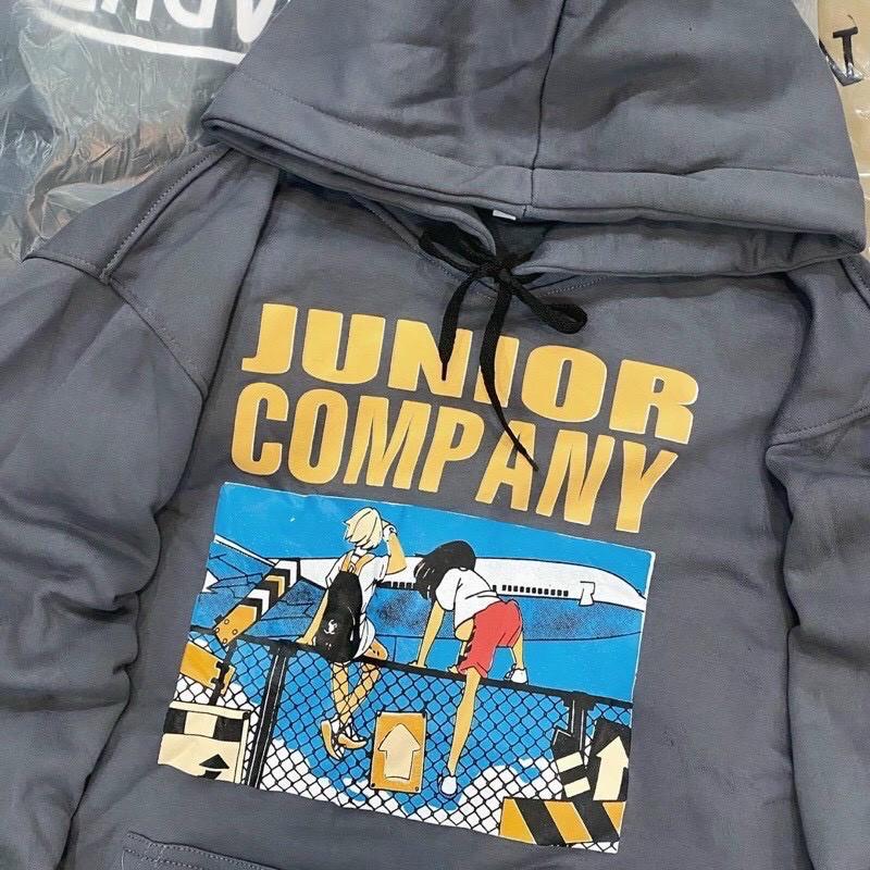 Áo Khoác Hoodie Nỉ Bông JUNIOR COMPANY Form Rộng Unisex Nam Nữ Ulzzang KUN