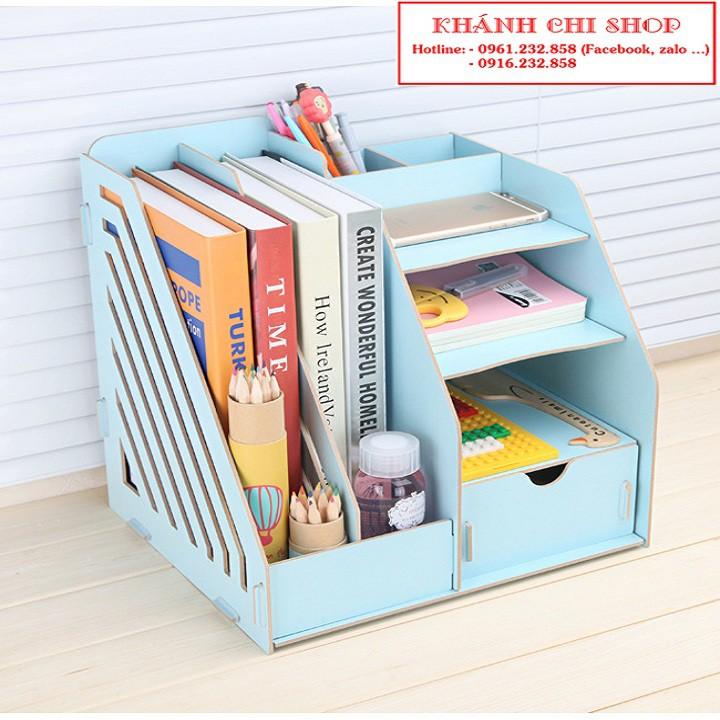 Kệ sách mini và tài liệu để bàn chất liệu gỗ lắp ghép sang trọng tiện lợi nhiều màu sắc