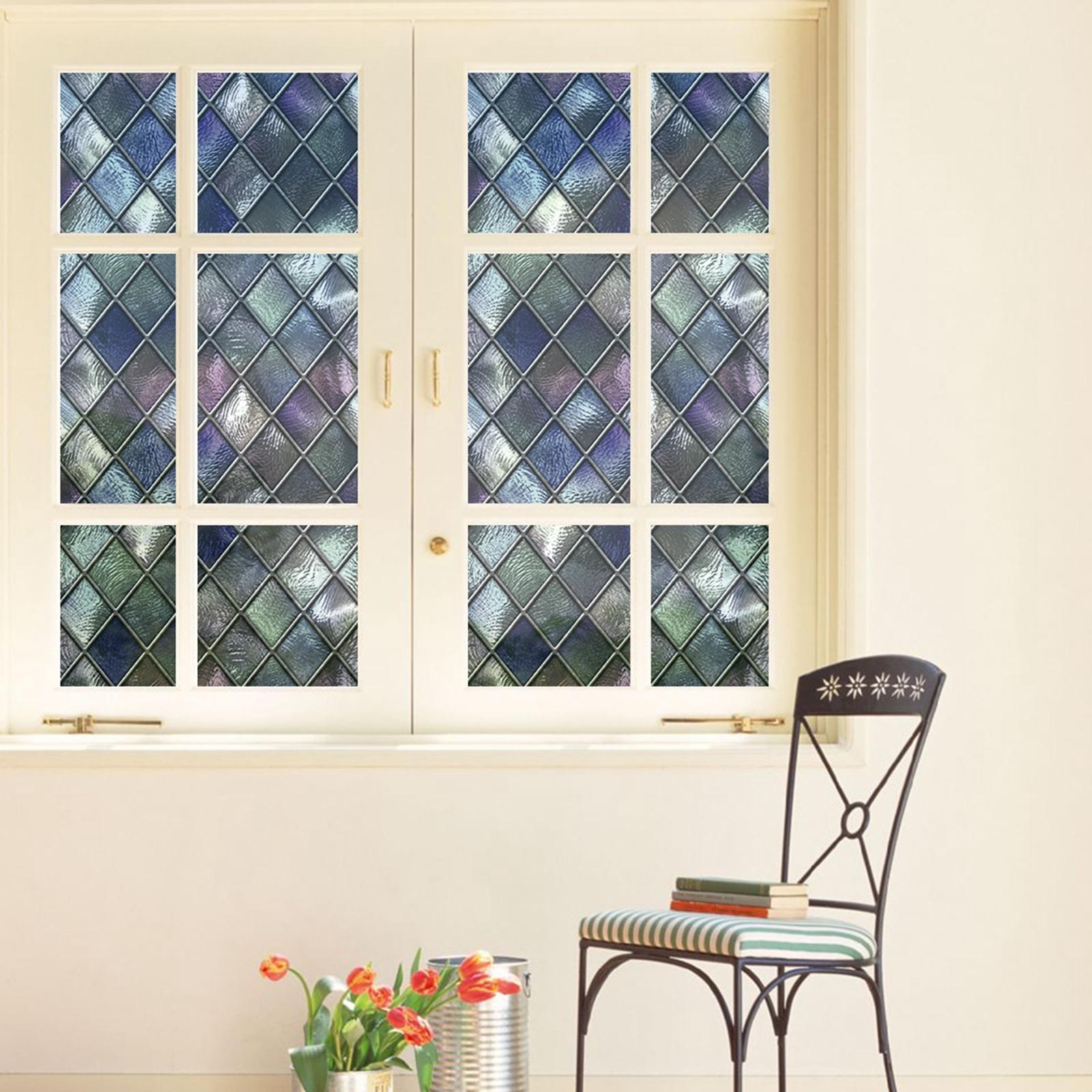 Window Privacy Film Static Cling Decorative Stained Reusable for Bathroom Living Room