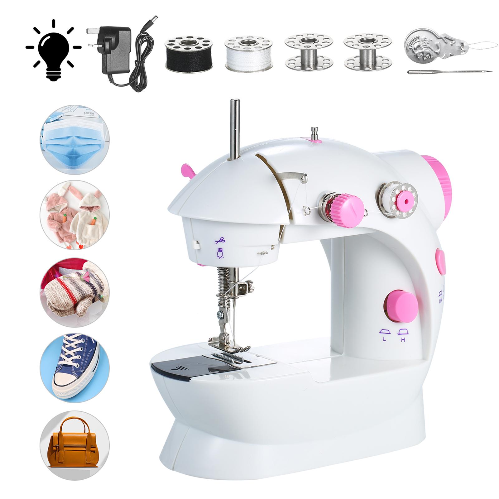 Máy may mini có thể điều chỉnh 2 tốc độ chỉ đôi có đèn LED và mấy cắt chỉ