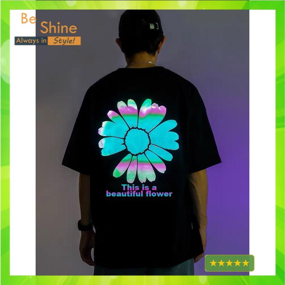 Áo Thun Unisex Form Rộng Hoa Cúc Life Phản Quang 7 Màu , Áo Phông Cotton Cổ Tròn Tay Ngắn Thời Trang Nam Nữ