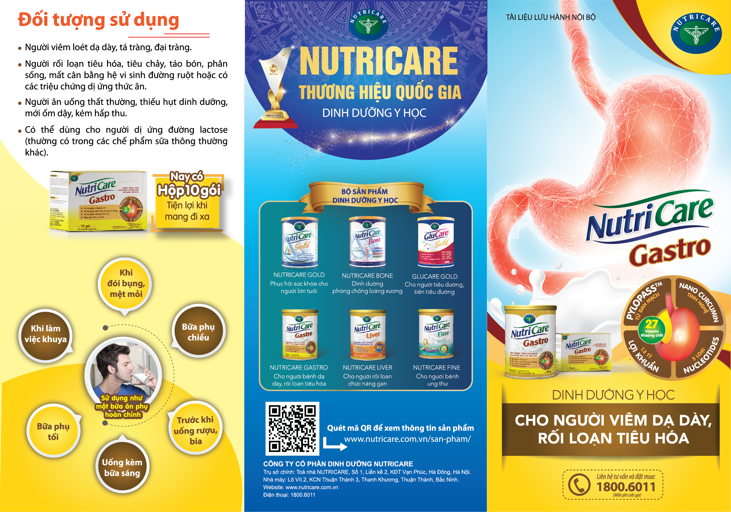 Hộp sữa pha sẵn Nutricare Gastro dinh dưỡng y học cho người viêm dạ dày, rối loạn tiêu hoá (10 gói x 50g)