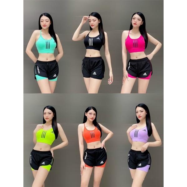 Set bộ đùi 2 lớp áo bra 2 dây tập gym, aerobic,đi bơi nữ siêu đẹp