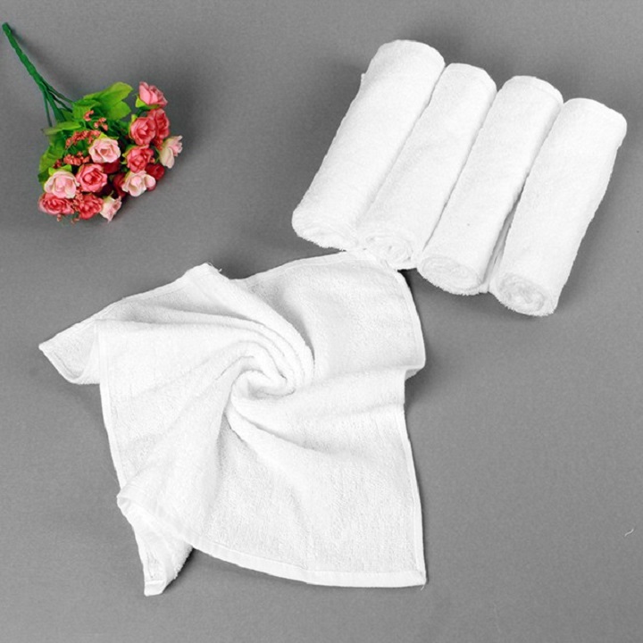 khăn vuông trắng cotton cao cấp dùng lau đa năng, phục vụ nhà hàng