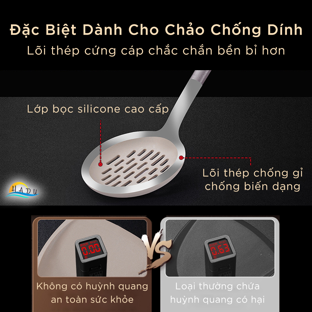 Muôi Lỗ Nấu Ăn Lẩu Silicone Cao Cấp Không Mùi An Toàn Với Lớp Chống Dính Đạt Chất Lượng LFGB Đức SSGP