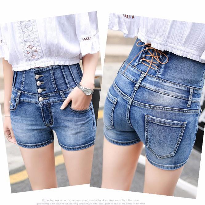 Quần shorts Jean cạp cao phong cách