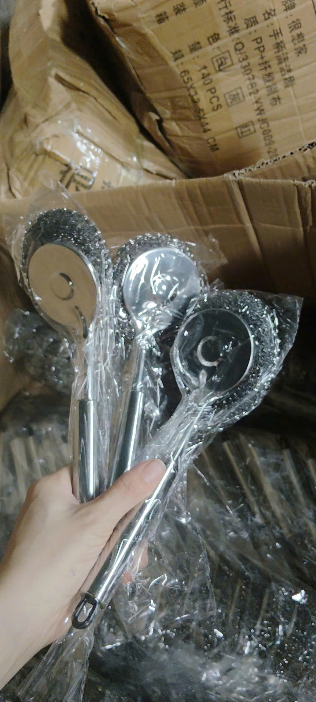 Cọ Rửa Nồi Cán Dài Inox Không Gỉ Đầu Búi Thép Tháo Rời Thay Thế Được Chà Sạch Vết Bẩn Cứng Đầu - HÀNG CHÍNH HÃNG MINIIN
